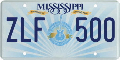 MS license plate ZLF500