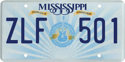 MS license plate ZLF501