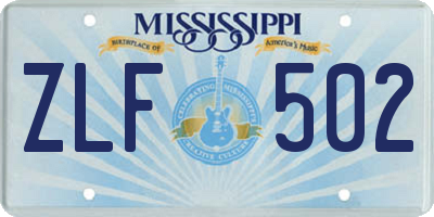 MS license plate ZLF502