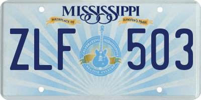 MS license plate ZLF503
