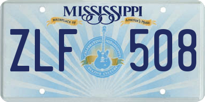 MS license plate ZLF508