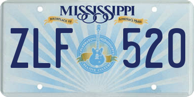 MS license plate ZLF520