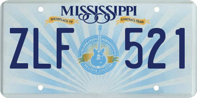 MS license plate ZLF521