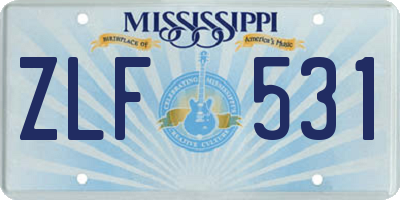 MS license plate ZLF531