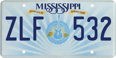 MS license plate ZLF532