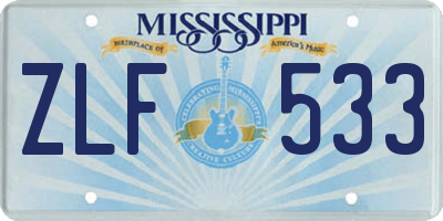 MS license plate ZLF533