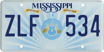 MS license plate ZLF534