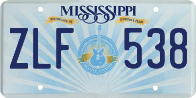 MS license plate ZLF538