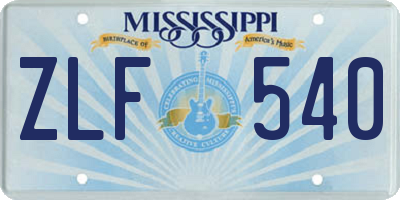 MS license plate ZLF540