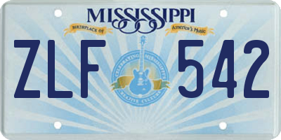 MS license plate ZLF542