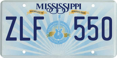 MS license plate ZLF550