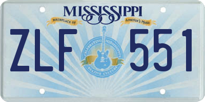 MS license plate ZLF551