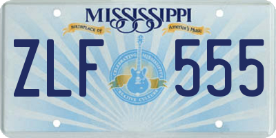 MS license plate ZLF555