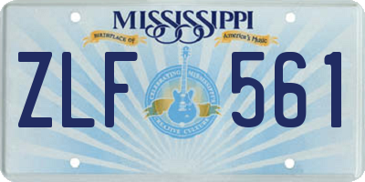 MS license plate ZLF561
