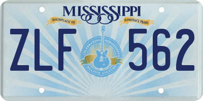 MS license plate ZLF562
