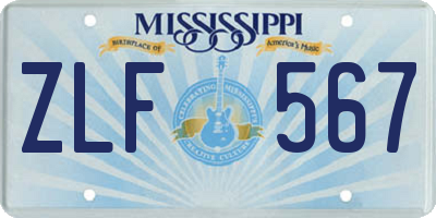 MS license plate ZLF567