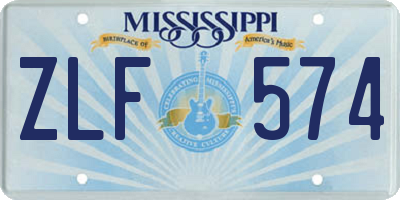 MS license plate ZLF574