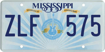 MS license plate ZLF575