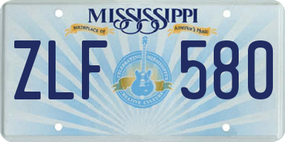 MS license plate ZLF580