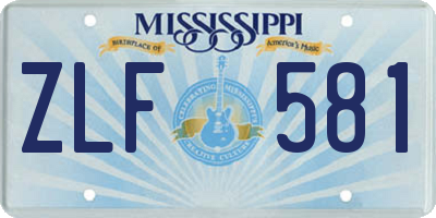 MS license plate ZLF581