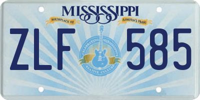 MS license plate ZLF585