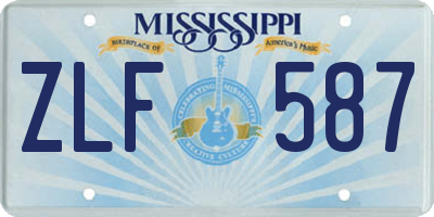 MS license plate ZLF587
