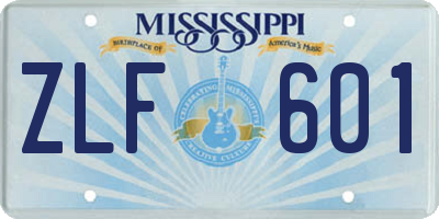 MS license plate ZLF601