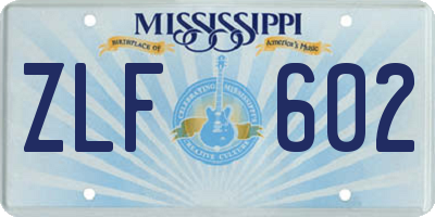 MS license plate ZLF602