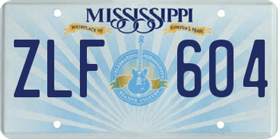 MS license plate ZLF604