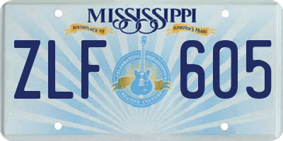 MS license plate ZLF605