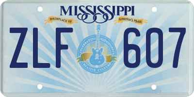 MS license plate ZLF607