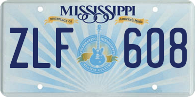 MS license plate ZLF608