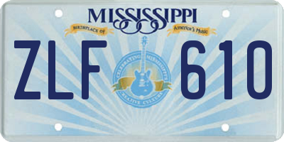 MS license plate ZLF610