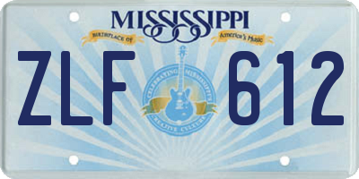 MS license plate ZLF612