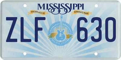 MS license plate ZLF630