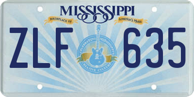 MS license plate ZLF635