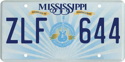MS license plate ZLF644