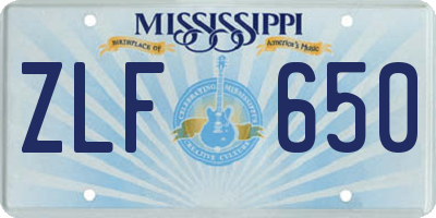 MS license plate ZLF650