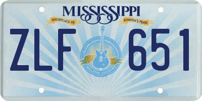 MS license plate ZLF651