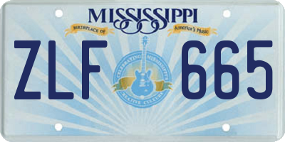 MS license plate ZLF665