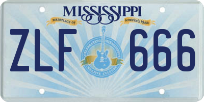 MS license plate ZLF666