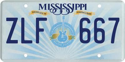 MS license plate ZLF667