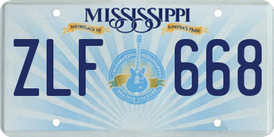 MS license plate ZLF668