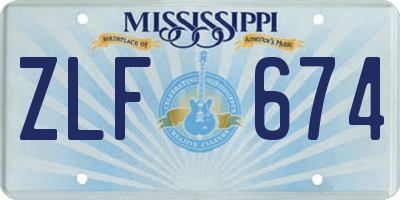 MS license plate ZLF674