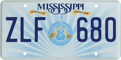 MS license plate ZLF680