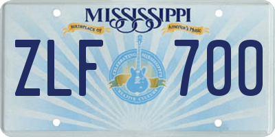 MS license plate ZLF700