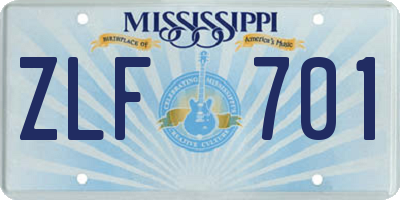 MS license plate ZLF701