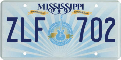 MS license plate ZLF702