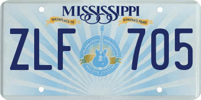 MS license plate ZLF705