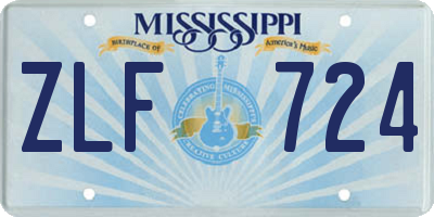 MS license plate ZLF724